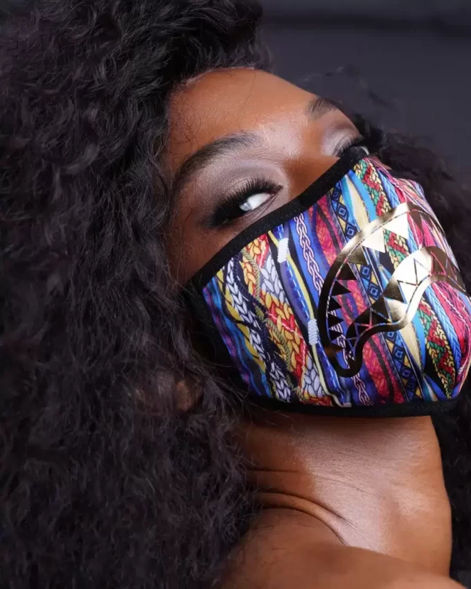 1994 GOLD METALLIC SHARK POLYESTER FACE MASK 1994 GOLD METALLIC SHARK POLYESTER FACE MASK