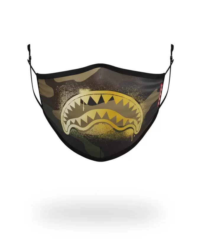 ADULT CAMO GOLD SHARK FORM FITTING FACE MASK ADULT CAMO GOLD SHARK FORM FITTING FACE MASK