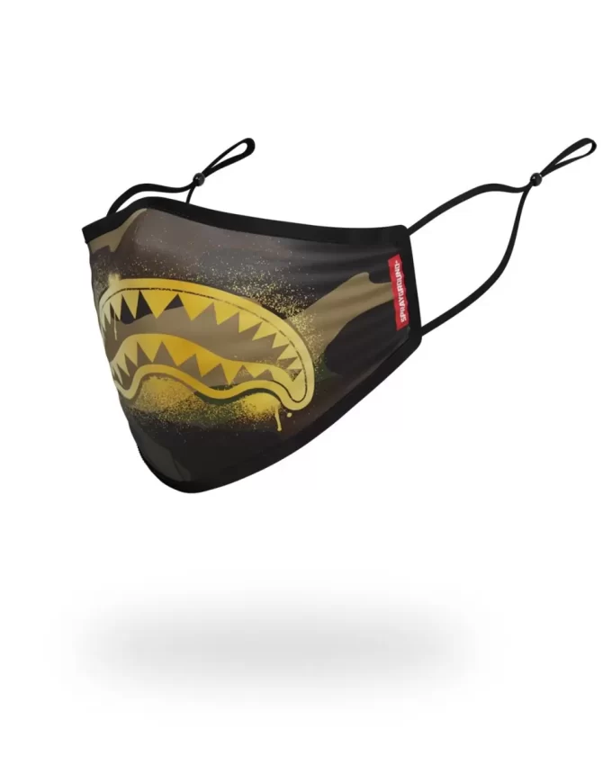 ADULT CAMO GOLD SHARK FORM FITTING FACE MASK ADULT CAMO GOLD SHARK FORM FITTING FACE MASK