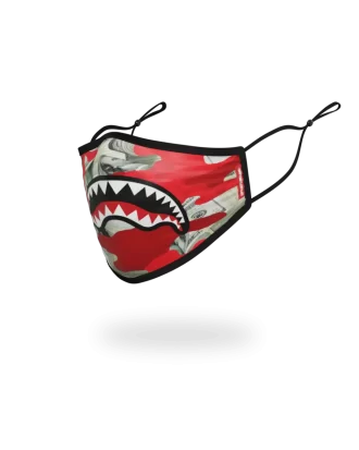 ADULT MONEY CAMO (RED) FORM-FITTING FACE MASK