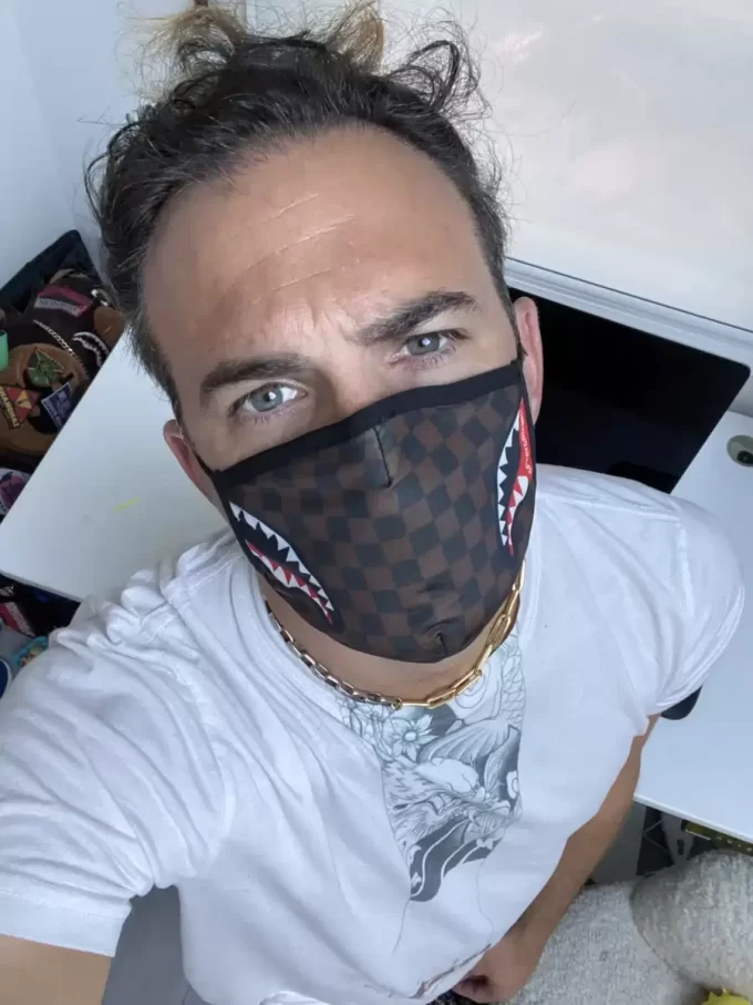 ADULT SHARKS IN PARIS (SIDE SHARK) FORM-FITTING FACE MASK ADULT SHARKS IN PARIS (SIDE SHARK) FORM-FITTING FACE MASK