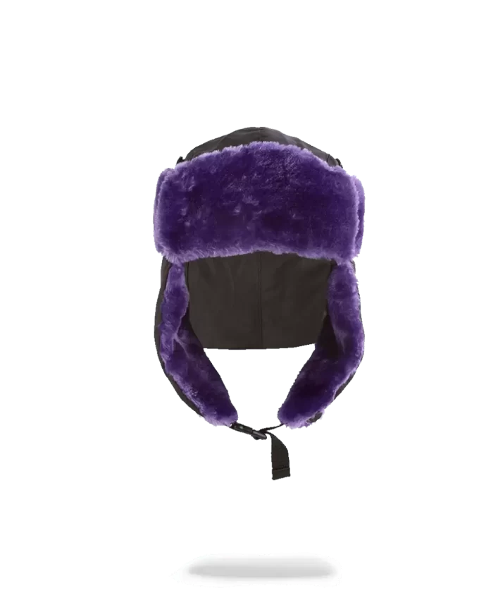 BLACK 3M PURPLE FUR AVIATOR HAT BLACK 3M PURPLE FUR AVIATOR HAT