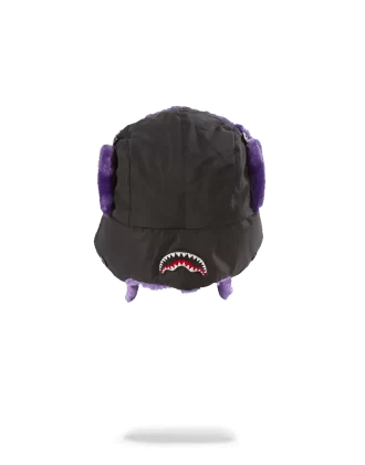 BLACK 3M PURPLE FUR AVIATOR HAT