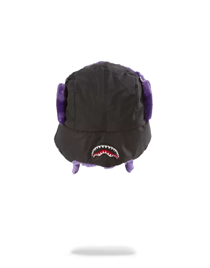 BLACK 3M PURPLE FUR AVIATOR HAT BLACK 3M PURPLE FUR AVIATOR HAT