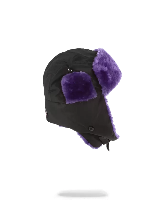BLACK 3M PURPLE FUR AVIATOR HAT BLACK 3M PURPLE FUR AVIATOR HAT