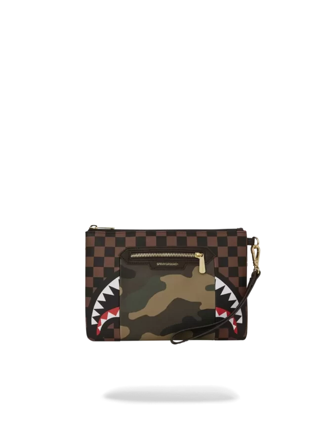 EXTERIOR GOLD ZIP POCKET SHARKS IN PARIS CROSSOVER CLUTCH