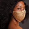 GOLD MONEY PATTERN VEGAN LEATHER FACE MASK GOLD MONEY PATTERN VEGAN LEATHER FACE MASK