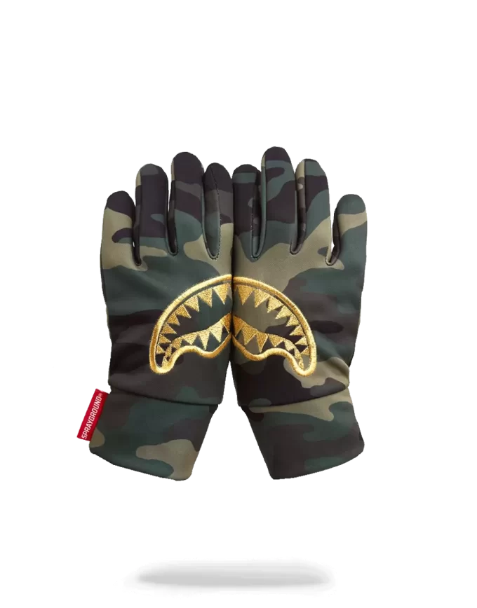 GOLD STENCIL CAMO GLOVES