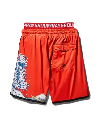 KIDS JAPAN WAVE SWIM TRUNKS (RED)