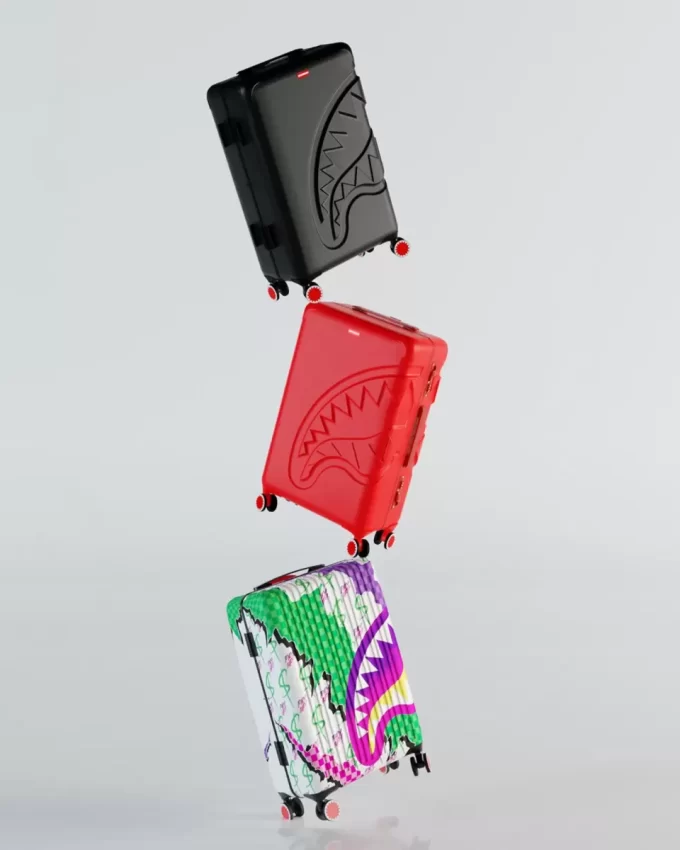 MOLDED SHARKITECTURE RED HARDSHELL CARRY-ON LUGGAGE MOLDED SHARKITECTURE RED HARDSHELL CARRY-ON LUGGAGE