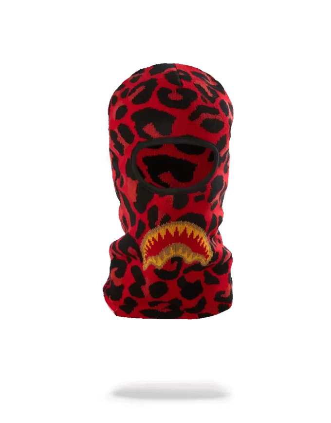 RED LEOPARD GOLD SHARK MOUTH SKI MASK
