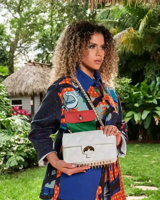 RIVIERA LE BLANC GOLD CHAIN SHARK HANDBAG RIVIERA LE BLANC GOLD CHAIN SHARK HANDBAG