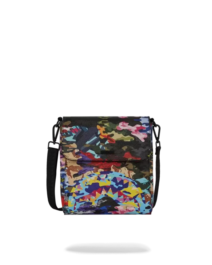 SLICED AND DICED CAMO MESSENGER SLING BAG