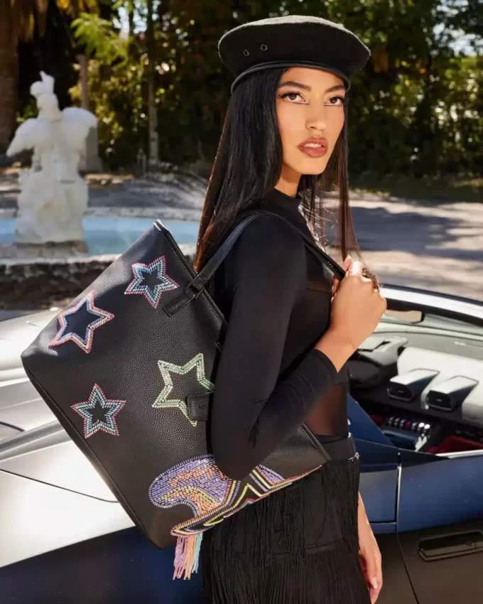 STAR RACER A.I.7 SANDFLOWER COLLAB BEADED TOTE STAR RACER A.I.7 SANDFLOWER COLLAB BEADED TOTE